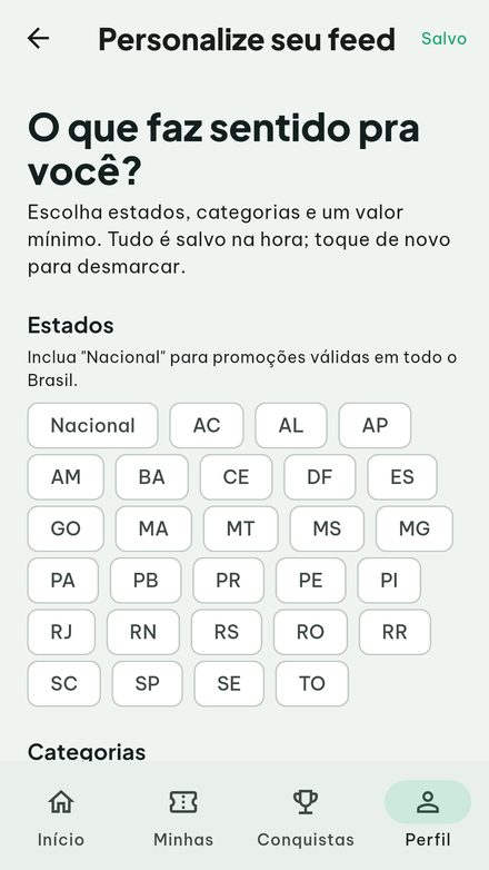Personalizar por estado e categoria